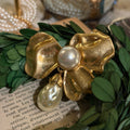 Vintage Faux Baroque Pearl Flower Brooch