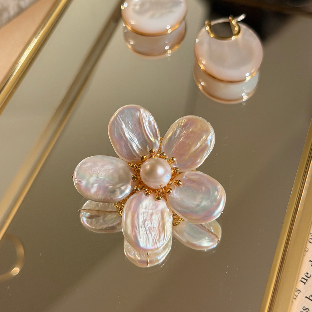Baroque Pearl Flower Brooch