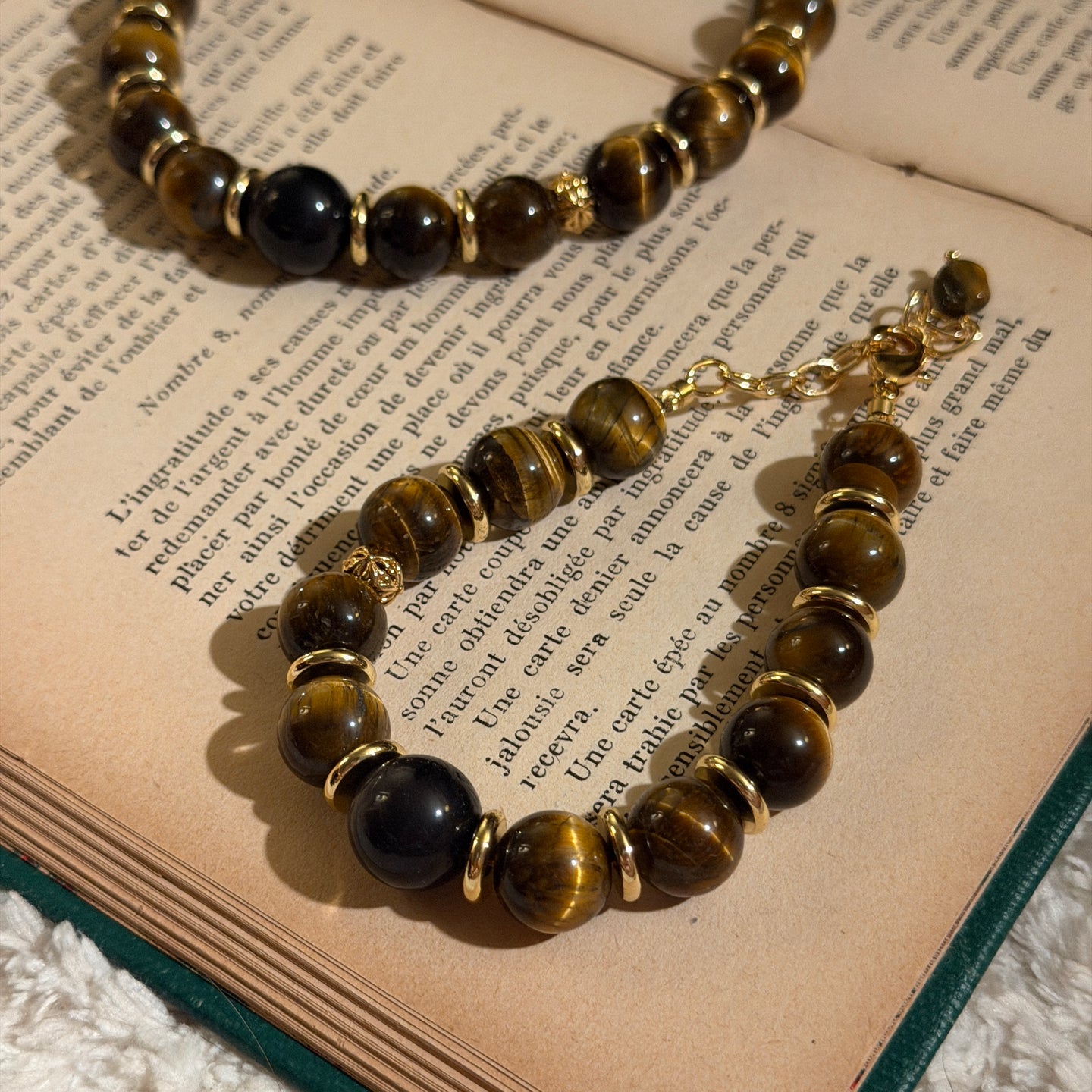 Tiger's Eye and Silver Obsidian Bracelet