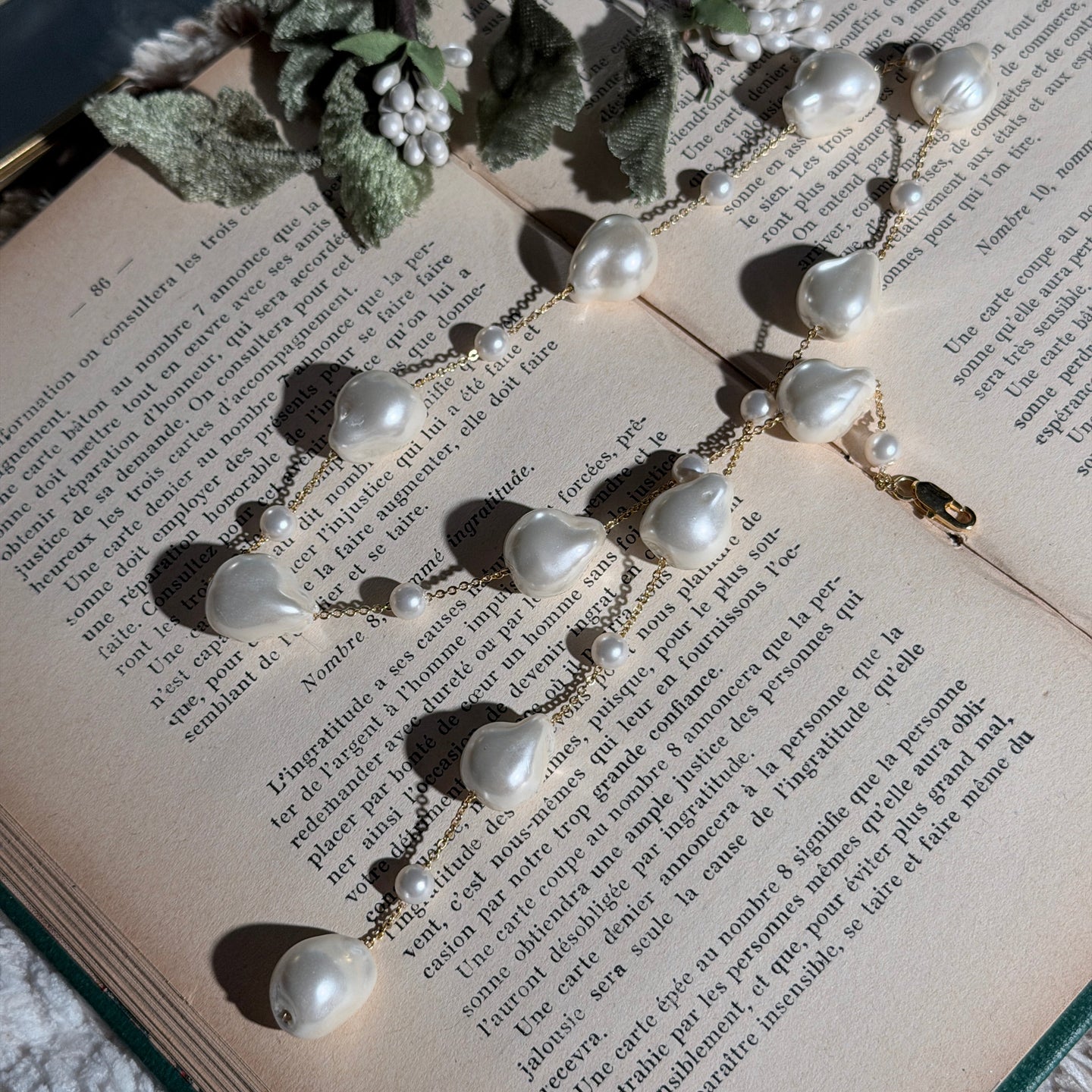Faux Baroque Pearl Long Necklace