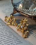 Golden Blossom Faux Pearl Ear Studs