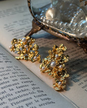 Load image into Gallery viewer, Golden Blossom Faux Pearl Ear Studs
