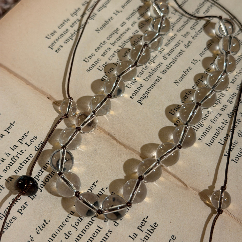 White Crystal Tassel Necklace