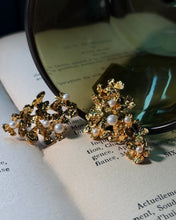Load image into Gallery viewer, Golden Blossom Faux Pearl Ear Studs
