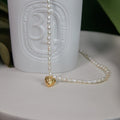 Golden Heart Pearl Necklace