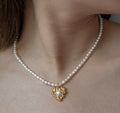 Folding Heart Pearl Necklace