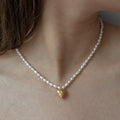 Golden Heart Pearl Necklace