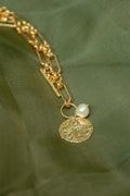 Vintage Coin & Pearl Chain Necklace