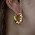 Twisting Gold Hoop Earring