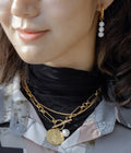 Vintage Coin & Pearl Chain Necklace
